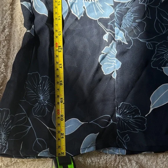 Chapter One Navy Floral Ruffle-Trim Sheer Blouse - Picture 8 of 9